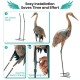 Standing metal crane garden statue set with U-shaped stakes, featuring detailed feathers and easy installation.
