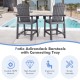 Gray HDPE tall Adirondack barstools with connecting tray, ergonomic design, perfect for poolside or backyard relaxation.