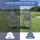 Tall gray HDPE Adirondack chair set with middle tray, weatherproof for outdoor use in various conditions.