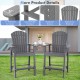 Tall gray HDPE Adirondack chairs with middle tray, featuring ergonomic backrest and wide armrests, perfect for outdoor.