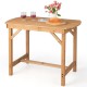 Outdoor fir wood dining table with slatted top, 1.5" umbrella hole, suitable for patio or garden, seats 4-6 people.