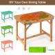 Outdoor fir wood dining table with slatted top and 1.5" umbrella hole, perfect for patio or garden use.