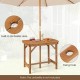 Outdoor fir wood dining table with 1.5-inch umbrella hole, sturdy design for 4-6 people, ideal for patio or garden use.