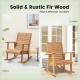 Outdoor fir wood rocking chair with high backrest, featuring wide armrests for relaxation, suitable for patio and.
