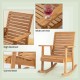 Outdoor fir wood rocking chair with high backrest, wide armrests, and curved seat, ideal for patio relaxation.