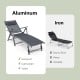 Outdoor aluminum chaise lounge chair with adjustable backrest, quick-drying fabric, and lightweight, rustproof frame.