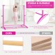 Ballet barre in pink with adjustable height, sturdy beech wood, and curved base for stability, ideal for home or dance.