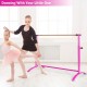 Ballet barre in pink with adjustable height, suitable for adults and kids, ideal for home and dance studios.