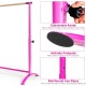 Adjustable pink ballet barre at 51 inches, featuring anti-slip footpads and sturdy metal pipes for stability.
