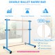 47-inch double ballet barre in blue with solid beech wood bars, designed for stability and 180 lbs load capacity.