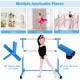 47-inch blue double ballet barre with beech wood bars and anti-slip footpads, ideal for home, school, and dance rooms.