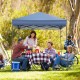 Outdoor pop-up canopy tent in blue, 6.6 x 6.6 feet, providing UPF 50+ sun protection for gatherings and picnics.