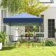 Outdoor pop-up canopy tent in blue, 6.6 x 6.6 feet, featuring UPF 50+ sun protection, ideal for parties and picnics.