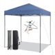 Blue 6.6 x 6.6 feet outdoor pop-up canopy tent with UPF 50+ sun protection, featuring a heavy-duty metal frame and.