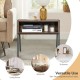 Stackable nightstand accent table with metal frame, spacious storage, retro style, suitable for living room or bedroom.