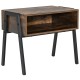 Stackable nightstand accent table with metal frame, spacious open storage, and retro design for versatile home use.