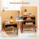 Stackable nightstand shelf with metal frame, featuring spacious storage compartments and retro style for versatile use.