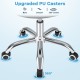Close-up of upgraded PU casters on an ergonomic office chair, featuring 360° swivel and smooth, quiet rolling.