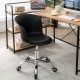 Black ergonomic office desk chair with soft padded PU leather seat and chrome base, ideal for comfortable workspace use.