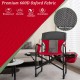 Folding camping directors chair in red with cooler bag and side table, made of durable, wear-resistant oxford fabric.