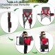 Folding camping directors chair in red with cooler bag and side table, featuring a portable design for easy transport.