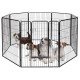 Heavy-duty 8-panel pet playpen with door, 48 inches tall, providing a safe space for dogs to exercise and play.