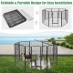 Heavy-duty 8-panel pet playpen with door, rust-resistant coating, foldable design for outdoor use and easy assembly.