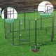 Close-up of the pet playpen's safety bolt and stakes, ensuring stability and secure outdoor placement for pets.