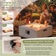 Square propane gas fire pit with adjustable flame, 40,000 BTU output, made of durable terrazzo, ideal for outdoor.