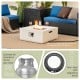 Square 28-inch propane gas fire pit with lava rocks, PVC cover, and adjustable knob, ideal for outdoor warmth.