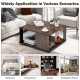 Rustic brown 2-tier square coffee table with storage, featuring a sturdy design and non-slip foot pads for versatile.