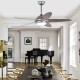 52-inch silver gray ceiling fan with lights, featuring dual finish blades and remote control, ideal for living rooms.