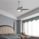 52-inch silver gray ceiling fan with lights, featuring dual finish blades and remote control, ideal for bedroom decor.