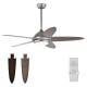 52-inch silver gray ceiling fan with LED light, remote control, and dual finish blades, ideal for living rooms and.
