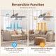 52-inch silver gray ceiling fan with lights, featuring reversible motor for year-round use, ideal for living rooms.