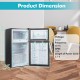 Compact 3.2 Cu. Ft mini fridge with adjustable shelves, reversible doors, and 5 temperature settings for versatile use.
