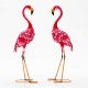Two pink flamingo garden statues made of rustproof metal, featuring delicate feathers and U-shaped stakes for stability.