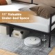 Twin size metal daybed frame showcasing 11" under-bed clearance for storage and easy cleaning in a modern bedroom.
