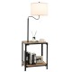 360° rotatable floor lamp with side table, featuring USB ports and a sturdy steel frame for versatile living room use.
