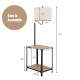 360° rotatable floor lamp with end table, featuring USB charging ports, sturdy steel frame, and linen lampshade for.