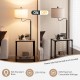 360° rotatable floor lamp with end table, featuring USB ports and a linen lampshade for cozy lighting in any room.
