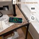 360° rotatable floor lamp with side table, featuring 2 USB charging ports and a 9 ft power cord for versatile placement.