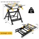 Folding work table with adjustable height, tiltable platform, and extendable tabletop for versatile project needs.