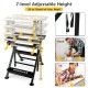 Folding work table with 7-level adjustable height, tiltable platform, and sturdy aluminum design for versatile projects.
