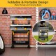 Folding work table with adjustable height and tiltable platform, featuring non-marring clamps for versatile projects.