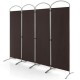 4-panel room divider in brown with durable polyester fabric, ideal for creating privacy in home or office spaces.