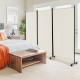 Three-panel room divider in white with a sturdy metal frame, perfect for flexible privacy and easy movement in any room.