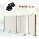 Three-panel folding room divider with lockable wheels, durable polyester fabric, 71" height, ideal for privacy in.