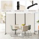 Three-panel white room divider with durable polyester fabric and lockable wheels, ideal for creating privacy in any.