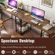 L-shaped computer desk in rustic brown with spacious desktop, 4 storage shelves, and cable management holes for.